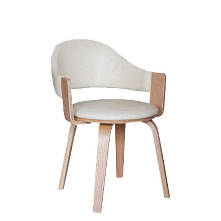 Contemporary Nordic Round PU Leather Upholstered Wood Frame Ergonomic Swivel Chair Backrest Armrest For Home Office