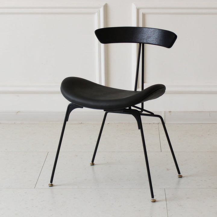 Contemporary Industrial Ant Arch Plywood Rebar PU Leather Fabric Sponge Dining Chair Backrest For Dining Room