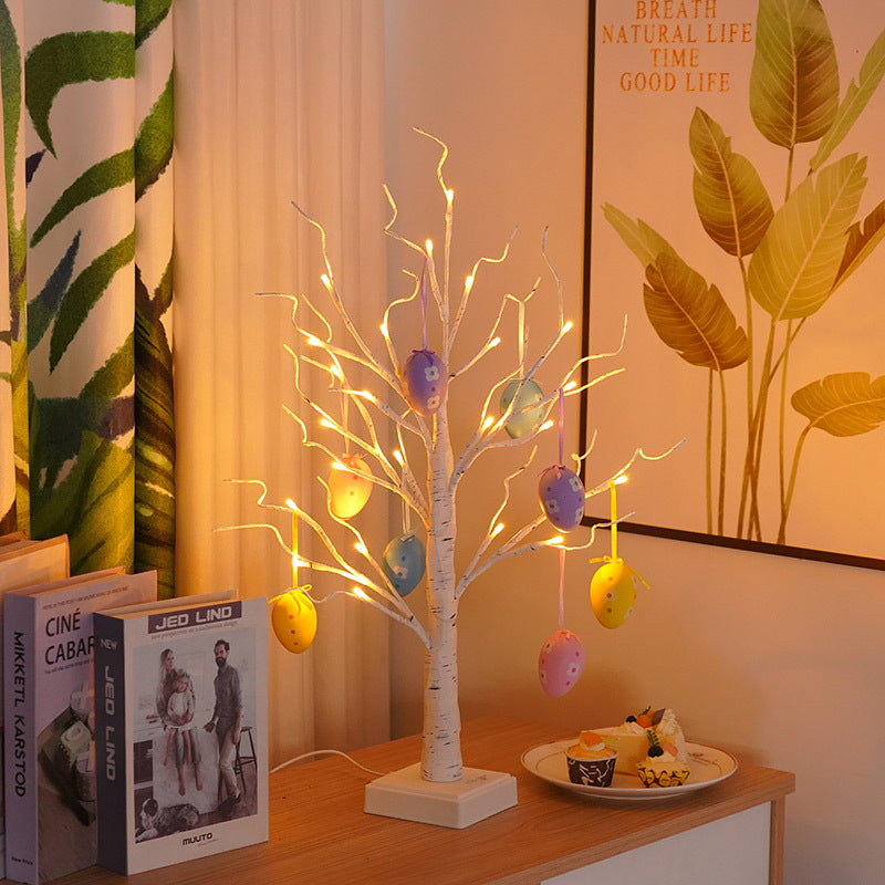 Lampe de table USB LED en plastique avec arbre décoré d&