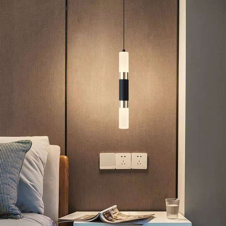 Moderne unbedeutende Zylinder-Aluminium-Acryl-LED-Pendelleuchte für Schlafzimmer 