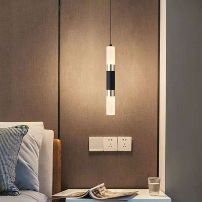 Modern Minimalist Cylinder Aluminum Acrylic LED Pendant Light For Bedroom