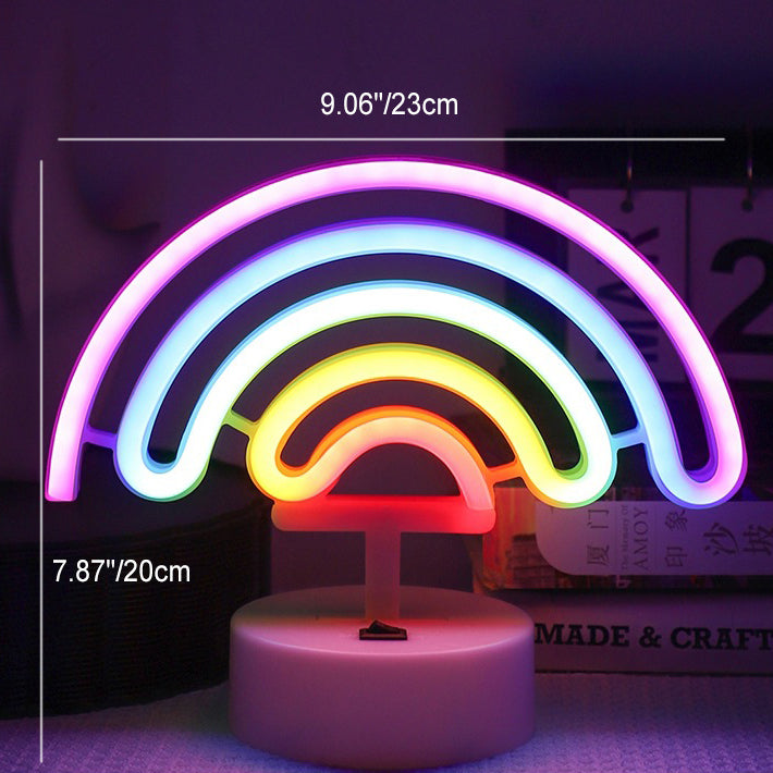Lampe de table LED en acrylique plastique licorne arc-en-ciel créative contemporaine pour chambre 