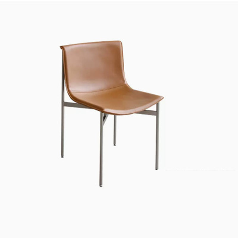 Modern Minimalist Square Cushion Microfiber Leather Stainless Steel High Resilience Sponge Dining Chair Backrest For Dining Room