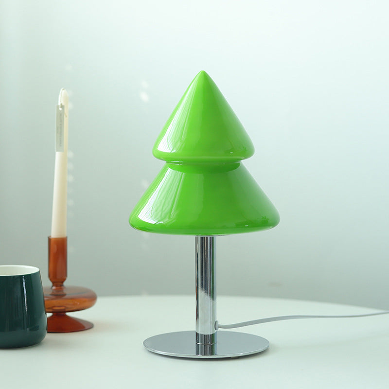 Moderne Art Deco Eisen Glas Weihnachtsbaum LED Tischlampe für Schlafzimmer 