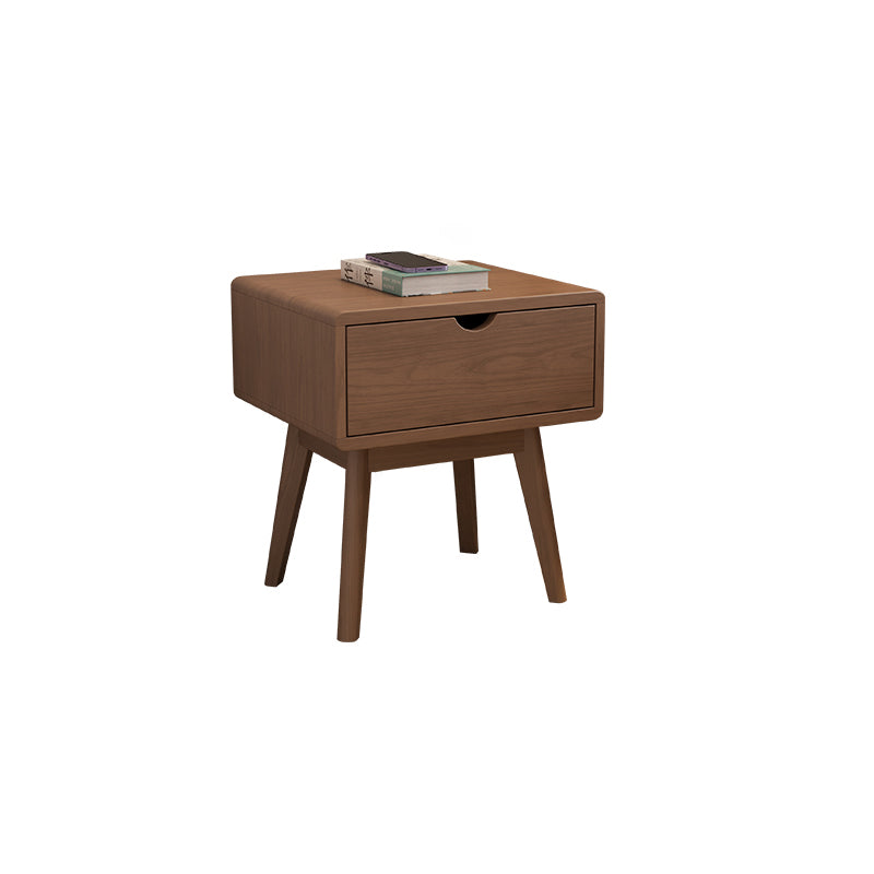 Table de nuit en bois de caoutchouc carré cubique rectangulaire moderne avec 1/2 tiroir pour chevet 
