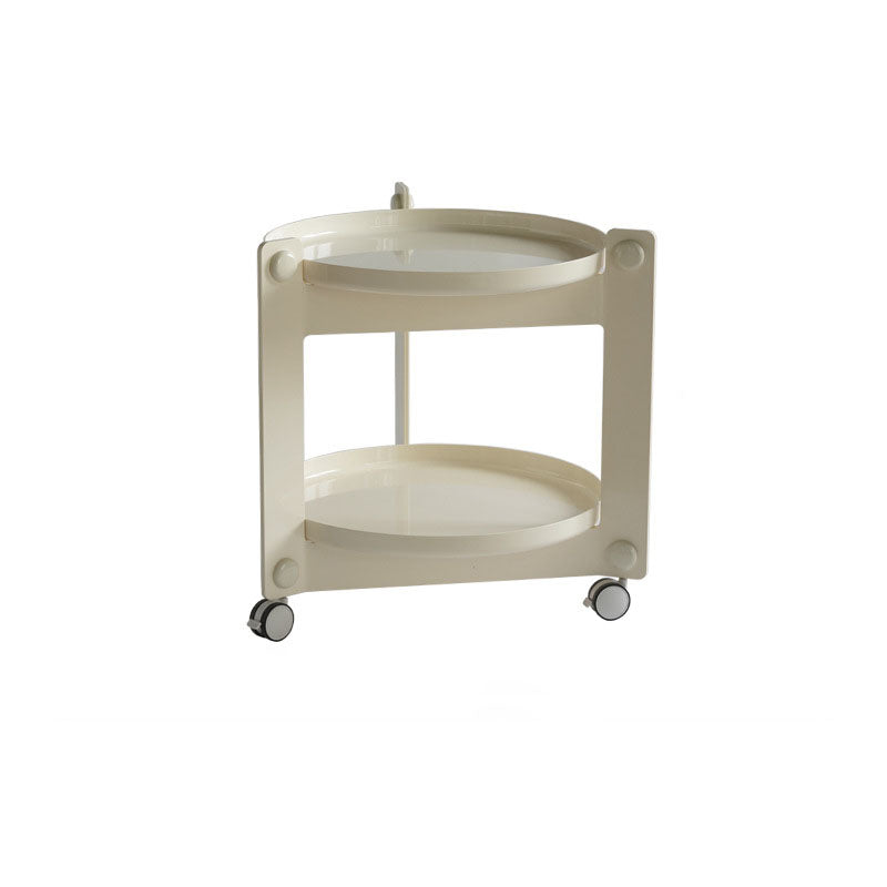 Zeitgenössischer kreativer runder PET-Acryl-Beistelltisch mit 2 Ebenen für das Wohnzimmer 