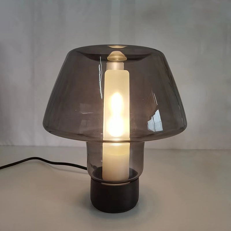 Moderne minimalistische runde Tischlampe aus Glas und Metall mit 1 Licht für Schlafzimmer 
