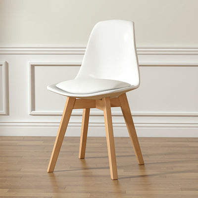 Chaise de salle à manger sans accoudoirs avec dossier rembourré trapézoïdal carré scandinave contemporain en bois massif 