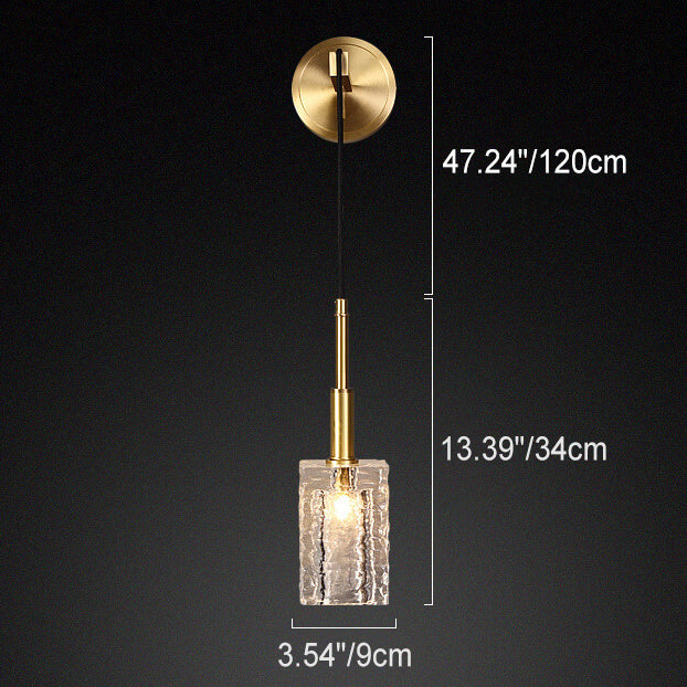 Modern Luxury Crystal Cube Copper 1-Light Wall Sconce Lamp For Living Room