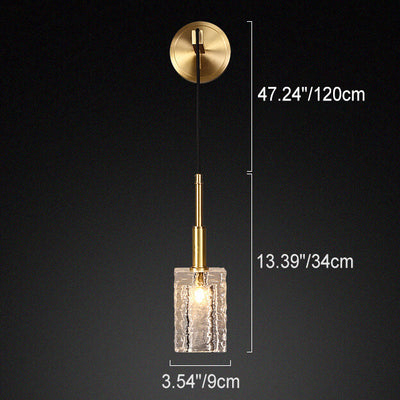 Modern Light Luxury Crystal Cube Copper 1-Light Wall Sconce Lamp