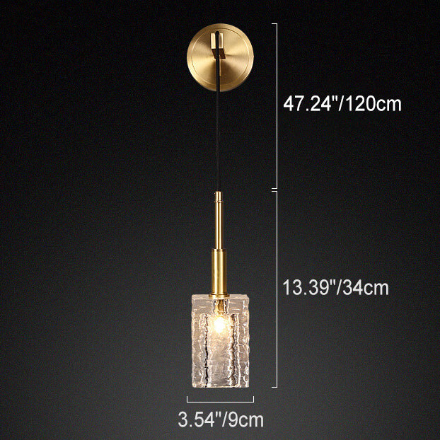 Modern Light Luxury Crystal Cube Copper 1-Light Wall Sconce Lamp