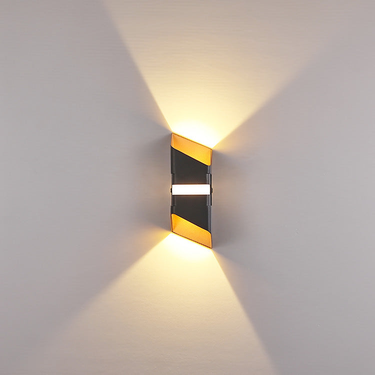 Contemporary Industrial Square Aluminum Glass Up And Down Beam Waterproof LED Wall Sconce Lamp For Outdoor Patio