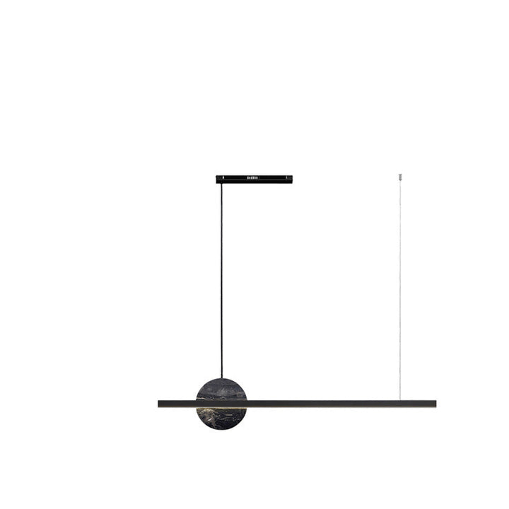 Zeitgenössische Luxus Eisen gerade Linie runden Marmor LED Insel Licht Pendelleuchte für Wohnzimmer 