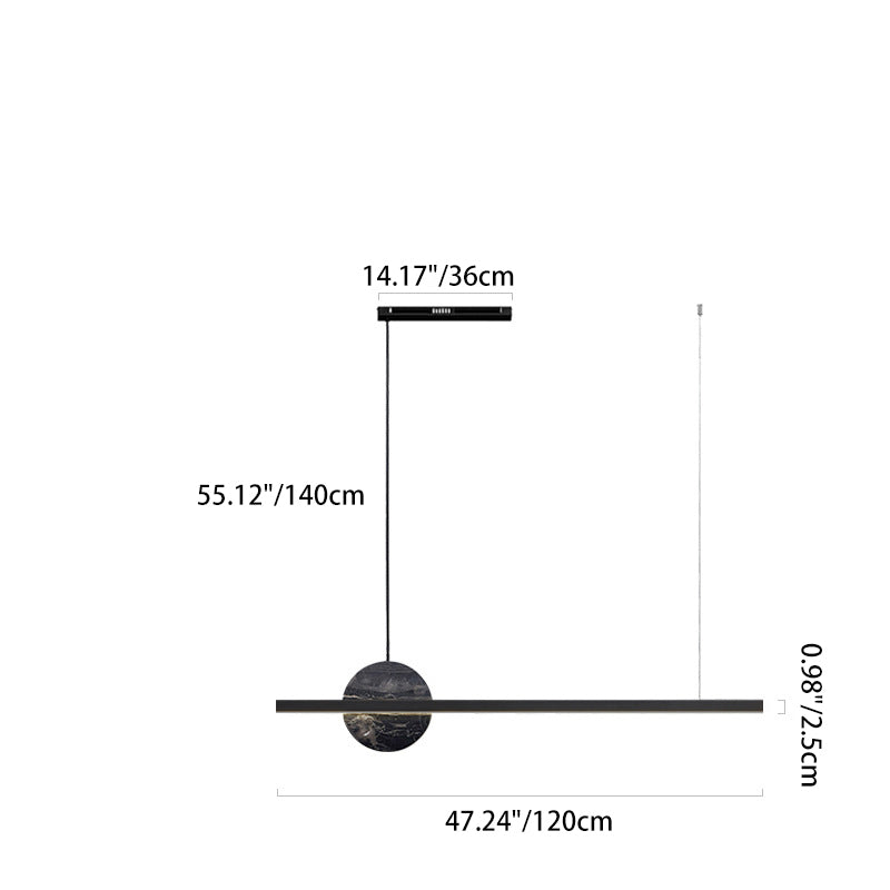 Zeitgenössische Luxus Eisen gerade Linie runden Marmor LED Insel Licht Pendelleuchte für Wohnzimmer 