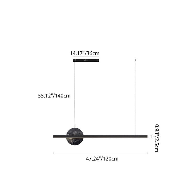 Zeitgenössische Luxus Eisen gerade Linie runden Marmor LED Insel Licht Pendelleuchte für Wohnzimmer 