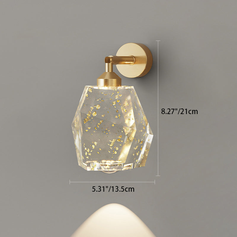 Zeitgenössische Luxus-Vollkupferrahmen Harz Blattgold Tintenmalerei Schatten LED Wandleuchte Lampe für Wohnzimmer 