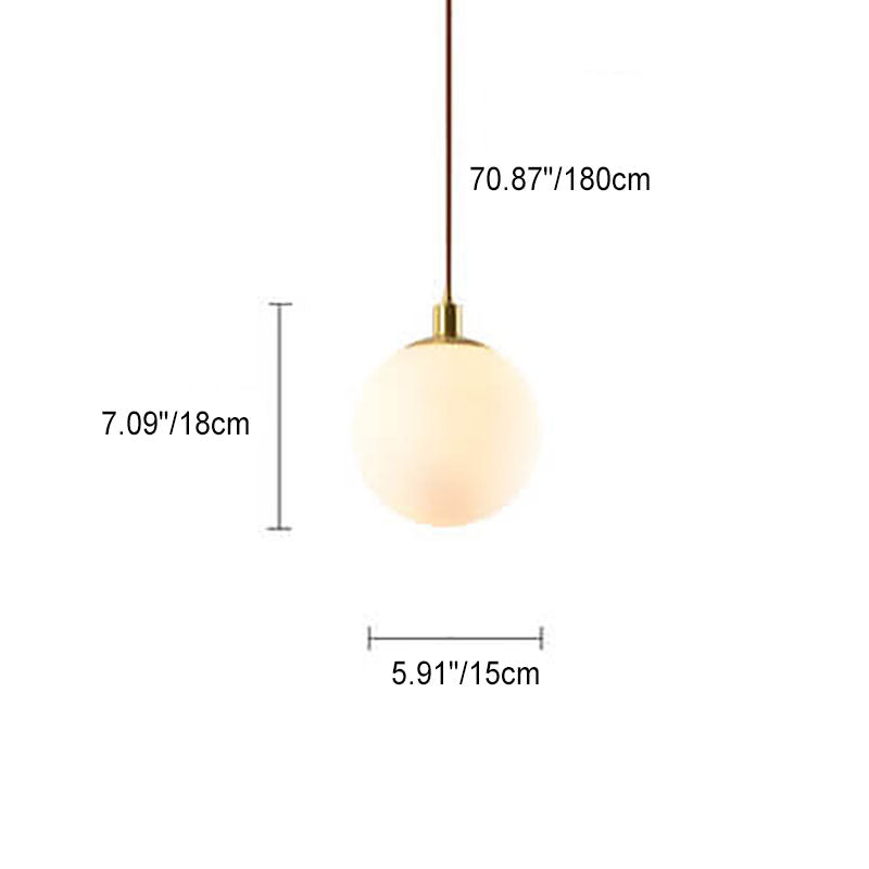 Lámpara colgante de 1 luz, orbe blanca minimalista nórdica 