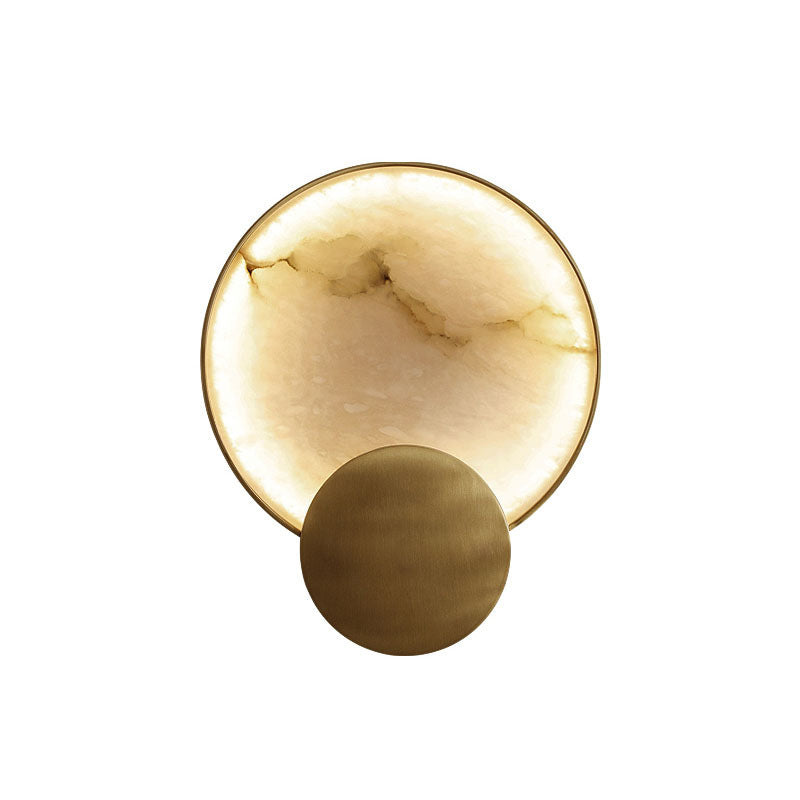 Applique murale LED ronde en marbre métal nordique contemporain pour chevet 