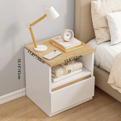 Table de nuit rectangulaire minimaliste moderne avec panneau de densité 1 tiroir pour chambre 