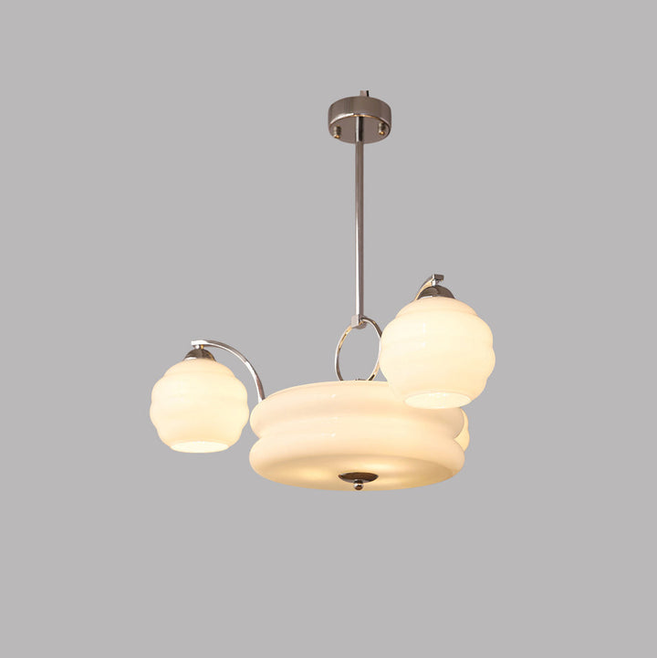 Lustre Moderne à Branches Courbées Style Mi-Siècle avec Baguette Ronde et Globes en Verre et Fer 4/6/8 Lumières pour Salon 