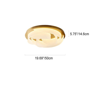 Modern Light Luxury Acrylic Swirl Gold-Finished Frame LED Flush Mount Ceiling Light