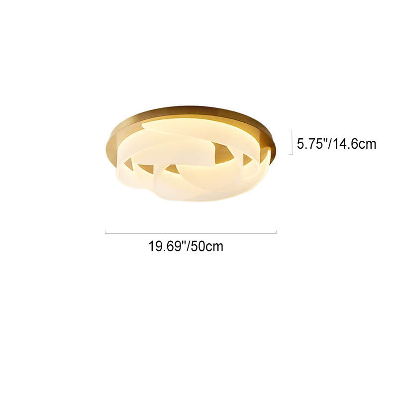 Modern Light Luxury Acrylic Swirl Gold-Finished Frame LED Flush Mount Ceiling Light