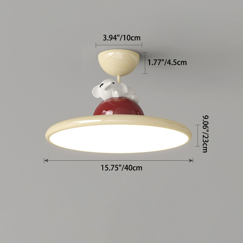 Zeitgenössische kreative Cartoon Panda Elefant Eisen Acryl LED Semi-Flush Mount Deckenleuchte für Schlafzimmer 