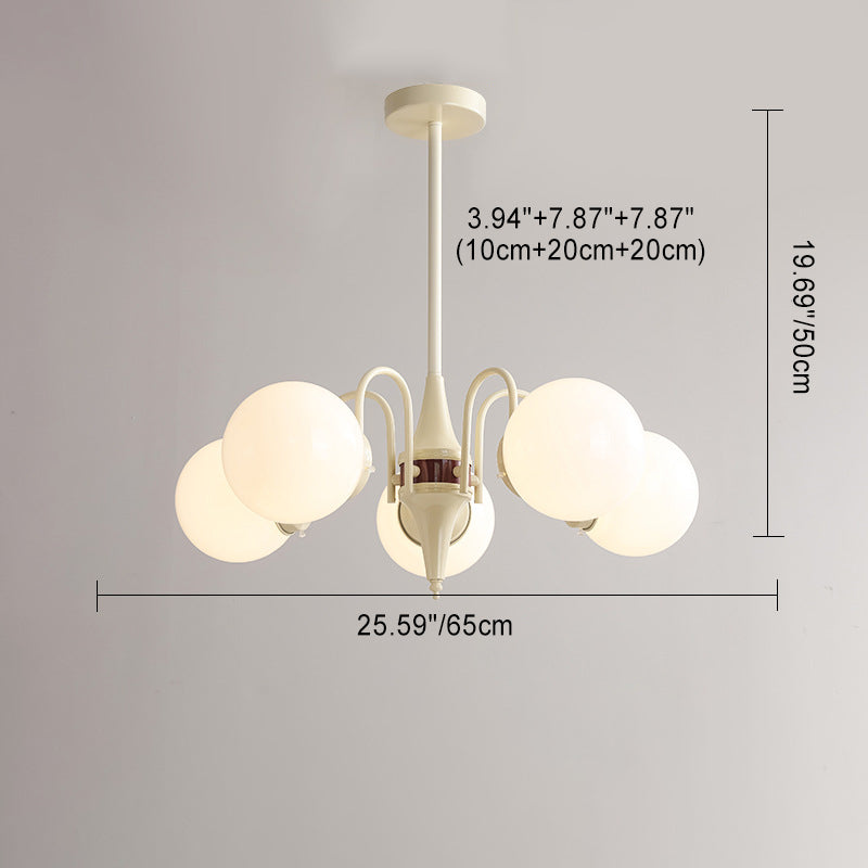 Lustre à 5 lumières en verre de fer traditionnel français Magic Bean pour salon 
