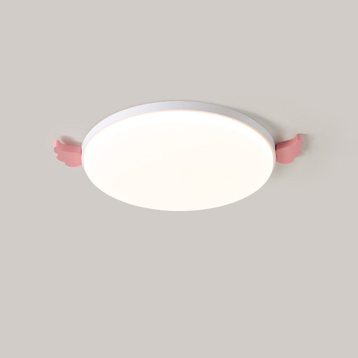 Lámpara de techo de montaje empotrado LED de acrílico, madera de roble e hierro, redonda, pequeña, con alas creativas contemporáneas, para sala de estar 