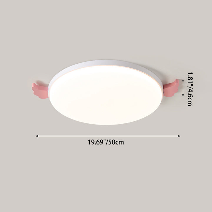 Lámpara de techo de montaje empotrado LED de acrílico, madera de roble e hierro, redonda, pequeña, con alas creativas contemporáneas, para sala de estar 