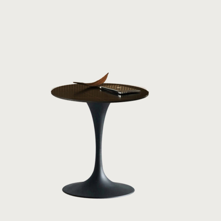 Modern Minimalist Round Slate Solid Wood Coffee Table For Living Room