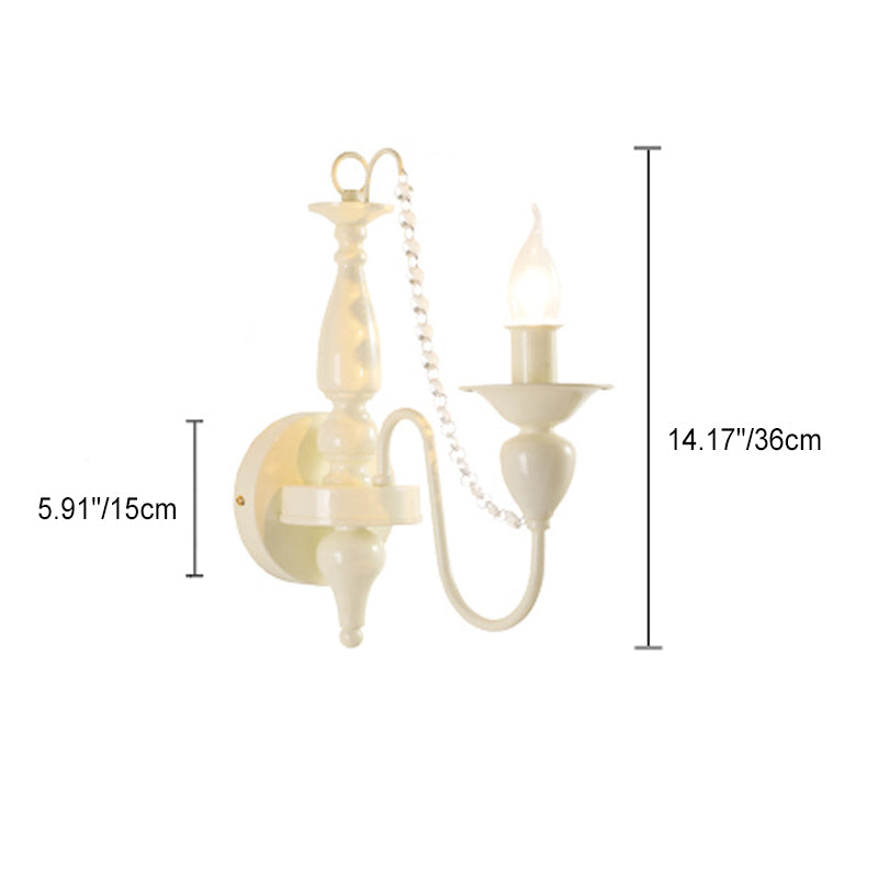 Applique Murale Traditionnelle en Fer Cristal Français 1/2 Lumière pour Chambre 