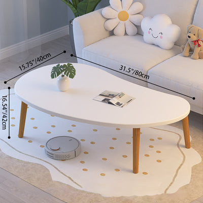 Mesa Auxiliar Moderna Minimalista Ovalada Curvada de Tablero de Densidad de Madera de 1 Nivel para Sala de Estar 