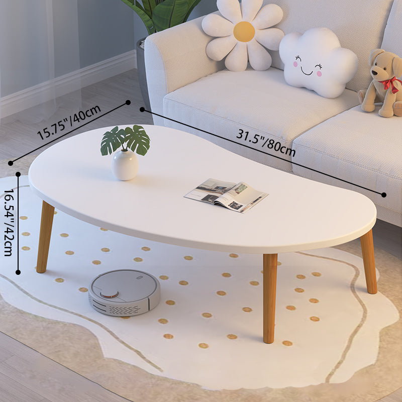 Mesa Auxiliar Moderna Minimalista Ovalada Curvada de Tablero de Densidad de Madera de 1 Nivel para Sala de Estar 