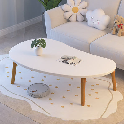 Mesa Auxiliar Moderna Minimalista Ovalada Curvada de Tablero de Densidad de Madera de 1 Nivel para Sala de Estar 