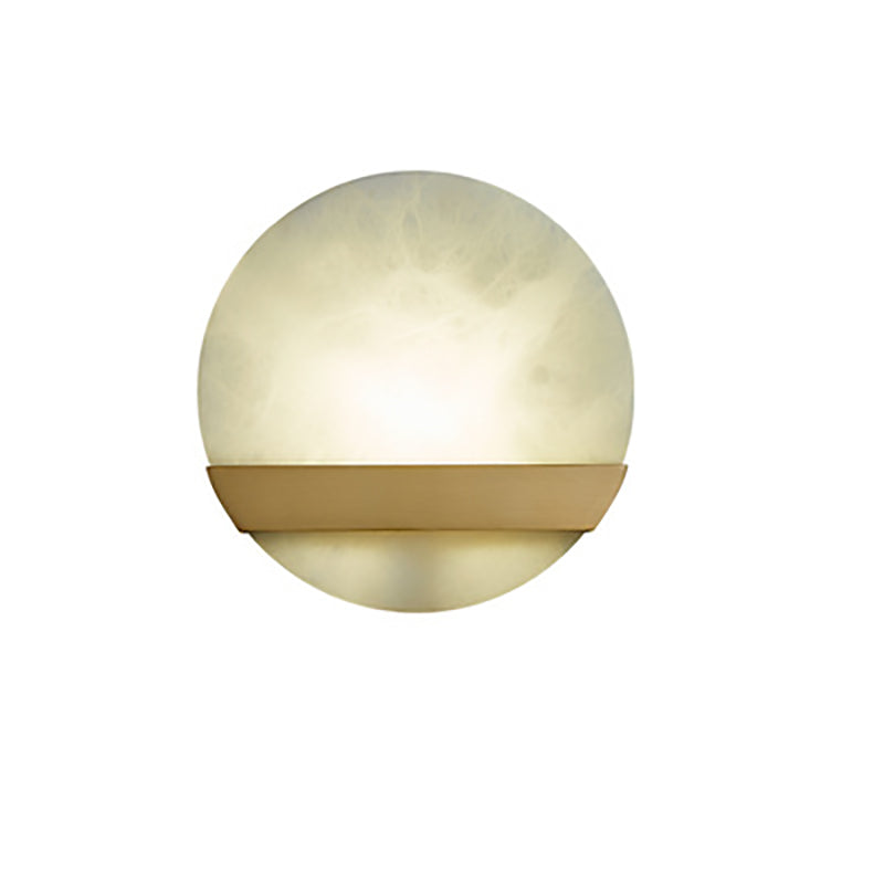 Zeitgenössische Luxus Kupfer Marmor Runde V Brief LED Wand Leuchte Lampe Für Flur 