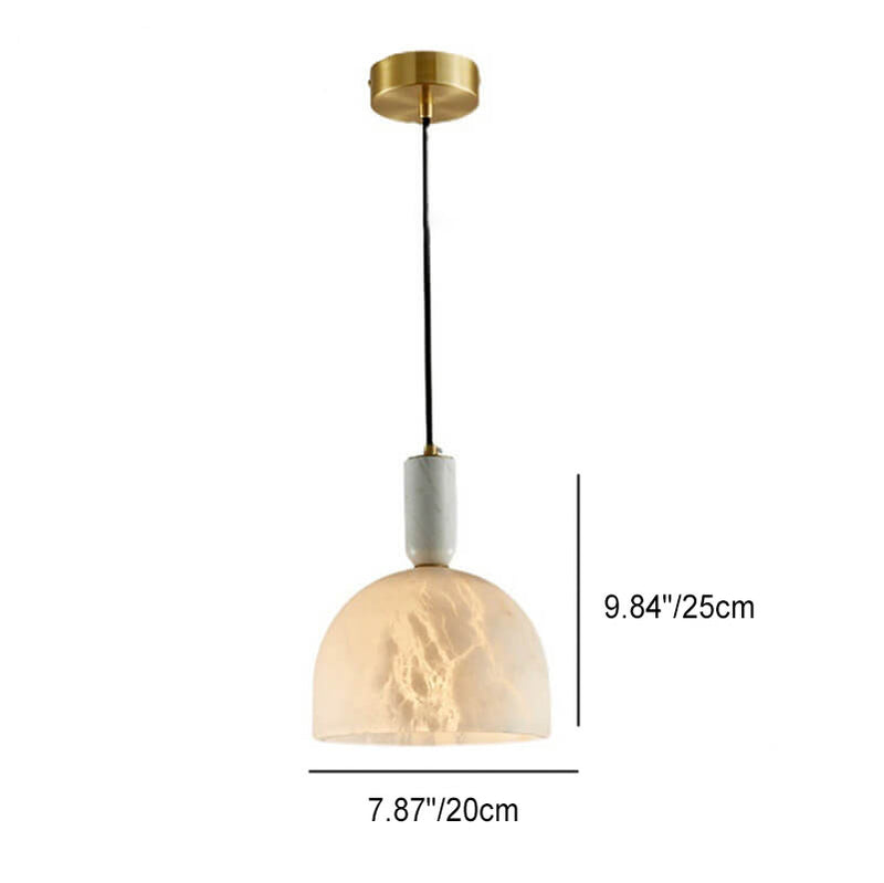 Modern Light Luxury White Semi-Circular Copper Lucite 1-Light Pendant Light