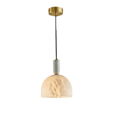 Modern Light Luxury White Semi-Circular Copper Lucite 1-Light Pendant Light