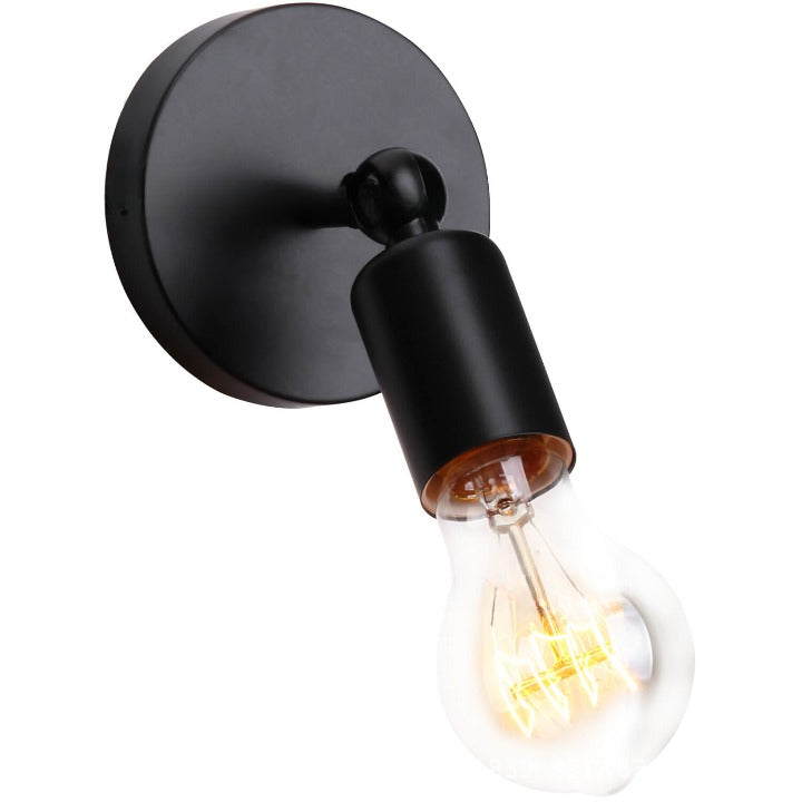 Contemporary Industrial Iron Round Exposed Bulb 1-Light Wall Sconce Lamp For Entryway