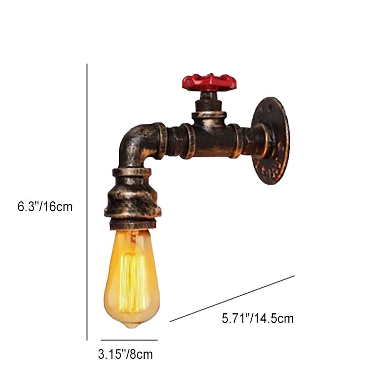 Contemporary Industrial Faucet Iron 1-Light Wall Sconce Lamp For Living Room