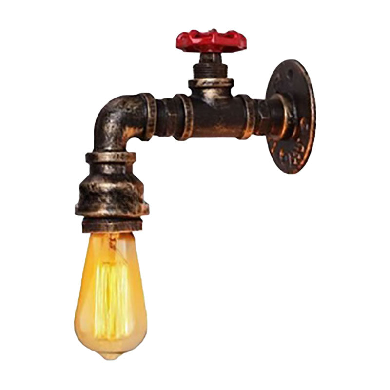 Contemporary Industrial Faucet Iron 1-Light Wall Sconce Lamp For Living Room