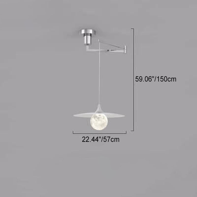 Suspension Luminaire à Bras Oscillant en Dôme en Aluminium Moderne Nordique à 1 Lumière 
