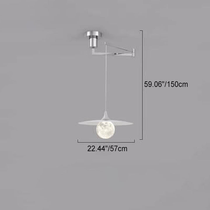 Suspension Luminaire à Bras Oscillant en Dôme en Aluminium Moderne Nordique à 1 Lumière 