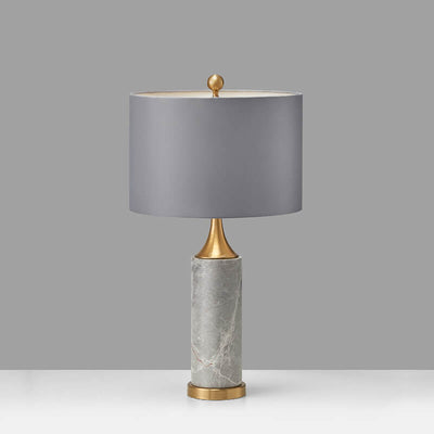 Contemporary Nordic Marble Cylinder 1-Light Table Lamp For Bedroom