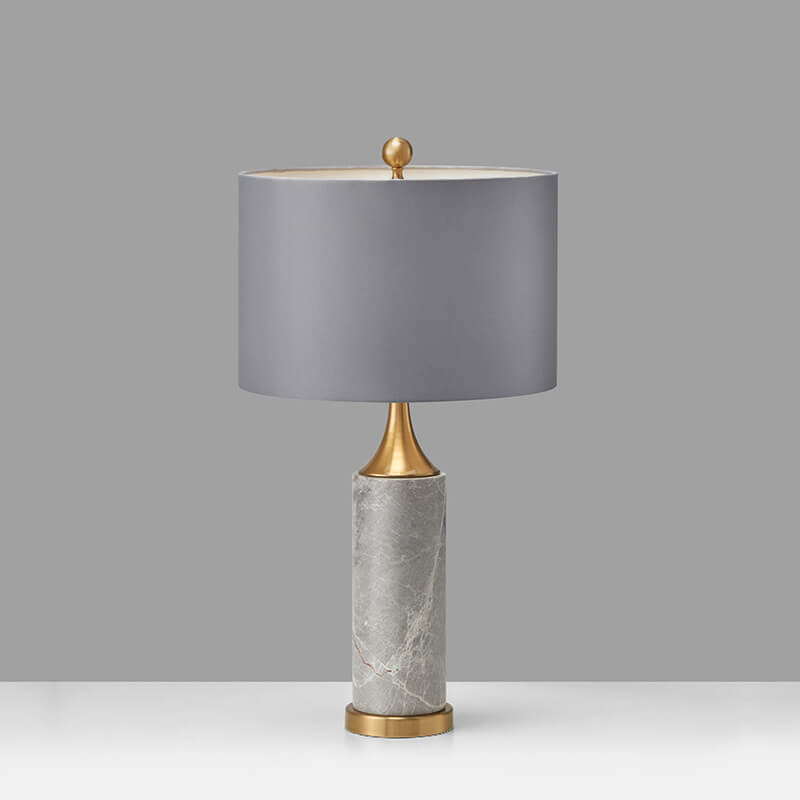 Contemporary Nordic Marble Cylinder 1-Light Table Lamp For Bedroom