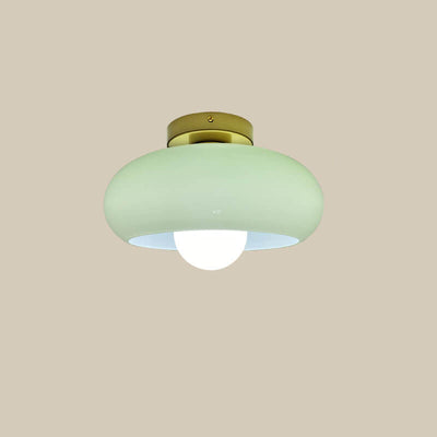 Modern Minimalist Iron Round 1-Light Semi-Flush Mount Ceiling Light