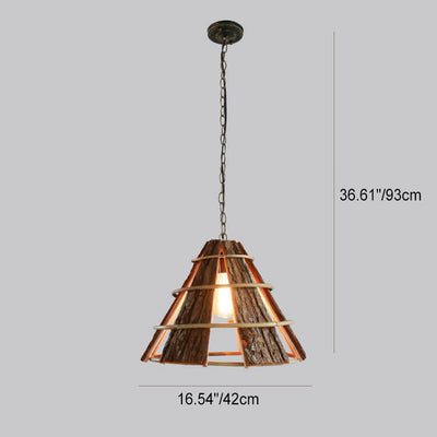 Moderne kreative minimalistische Rattan Grobe Rinde Horn 1-Licht Pendelleuchte 