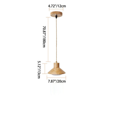 Bol japonais traditionnel en bois de caoutchouc conique 1/2/3 lumière suspension lustres pour salle à manger 