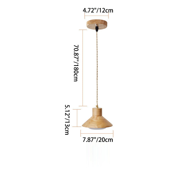 Bol japonais traditionnel en bois de caoutchouc conique 1/2/3 lumière suspension lustres pour salle à manger 