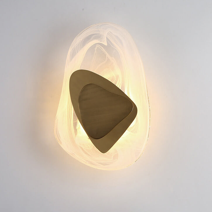 Modern Art Deco Irregular Oval Glass Iron LED Wall Sconce Lamp For Living Room